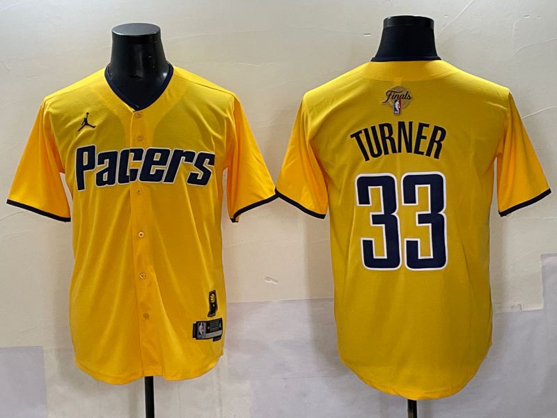 Men 2025 Indiana Pacers #33 Turner Yellow Joint Name NBA Jersey style 26
